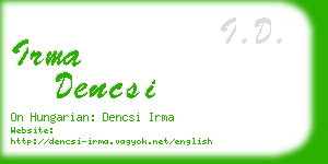 irma dencsi business card